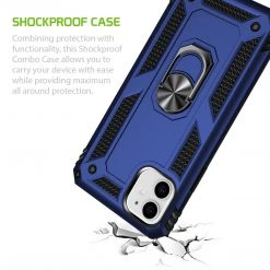 Full Catalog CCIPH12IFBL - Cellet Heavy Duty IPhone 12 Mini Combo Case, Shockproof Case With Built In Ring, Kickstand And Magnet For Car Mounts Compatible To Apple IPhone 12 Mini – Blue