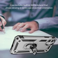 Full Catalog CCIPH12IFSL - Cellet Heavy Duty IPhone 12 Mini Combo Case, Shockproof Case With Built In Ring, Kickstand And Magnet For Car Mounts Compatible To Apple IPhone 12 Mini – Silver