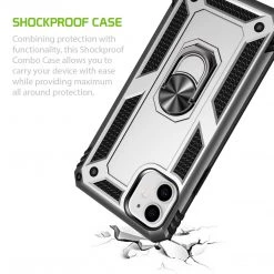 Full Catalog CCIPH12IFSL - Cellet Heavy Duty IPhone 12 Mini Combo Case, Shockproof Case With Built In Ring, Kickstand And Magnet For Car Mounts Compatible To Apple IPhone 12 Mini – Silver