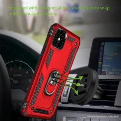 CCIPH12PIFRD - Cellet Heavy Duty IPhone 12 / 12 Pro Combo Case, Shockproof Case With Built In Ring, Kickstand And Magnet For Car Mounts Compatible To Apple IPhone 12 / 12 Pro – Red Full Catalog