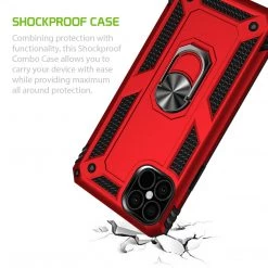 CCIPH12PIFRD - Cellet Heavy Duty IPhone 12 / 12 Pro Combo Case, Shockproof Case With Built In Ring, Kickstand And Magnet For Car Mounts Compatible To Apple IPhone 12 / 12 Pro – Red Full Catalog