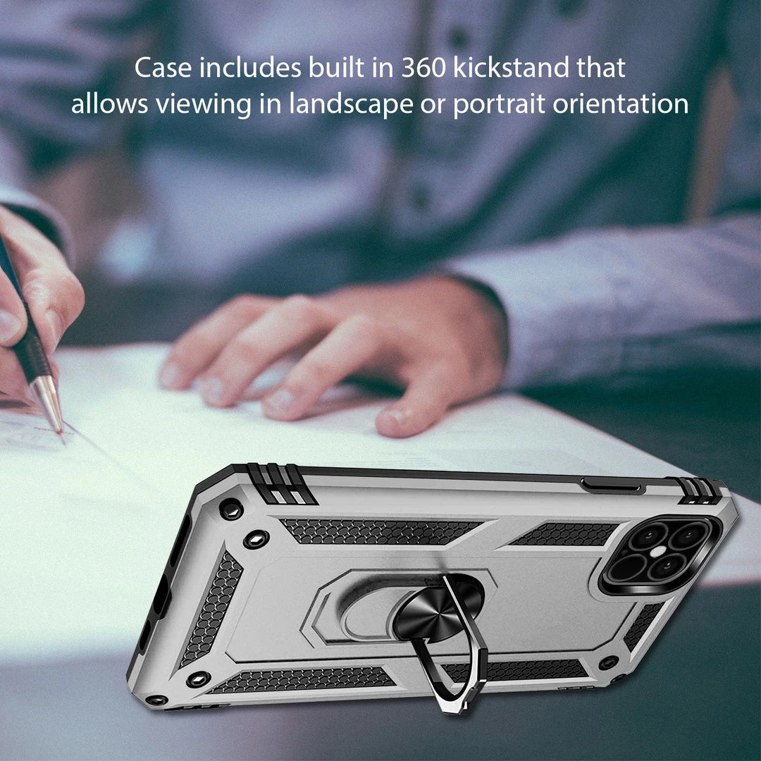 CCIPH12PIFSL - Cellet Heavy Duty IPhone 12 / 12 Pro Combo Case, Shockproof Case With Built In Ring, Kickstand And Magnet For Car Mounts Compatible To Apple IPhone 12 / 12 Pro – Silver 3 CCIPH12PIFSL - Cellet Heavy Duty IPhone 12 / 12 Pro Combo Case, Shockproof Case With Built In Ring, Kickstand And Magnet For Car Mounts Compatible To Apple IPhone 12 / 12 Pro – Silver