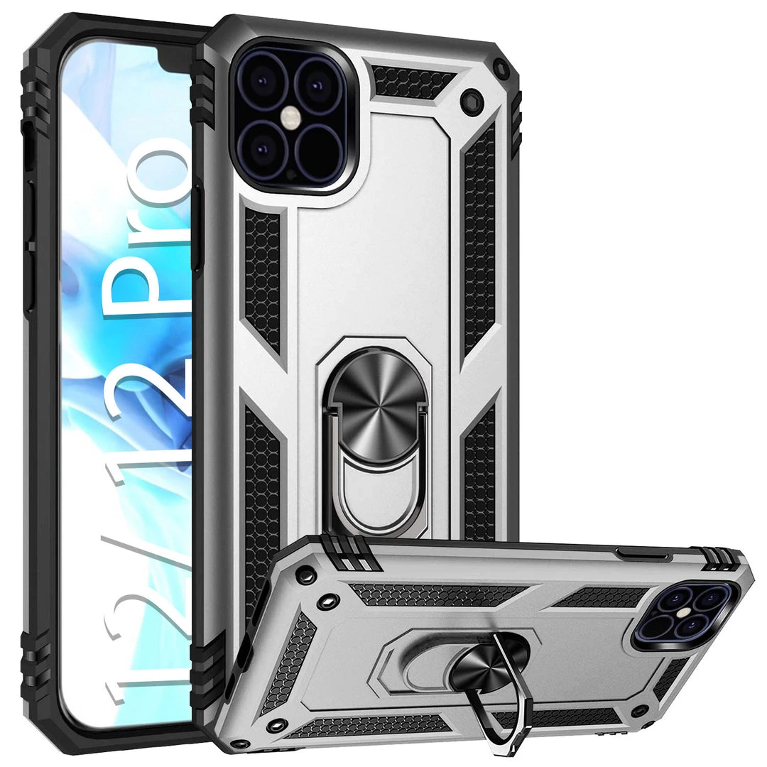 CCIPH12PIFSL - Cellet Heavy Duty IPhone 12 / 12 Pro Combo Case, Shockproof Case With Built In Ring, Kickstand And Magnet For Car Mounts Compatible To Apple IPhone 12 / 12 Pro – Silver 1 CCIPH12PIFSL - Cellet Heavy Duty IPhone 12 / 12 Pro Combo Case, Shockproof Case With Built In Ring, Kickstand And Magnet For Car Mounts Compatible To Apple IPhone 12 / 12 Pro – Silver