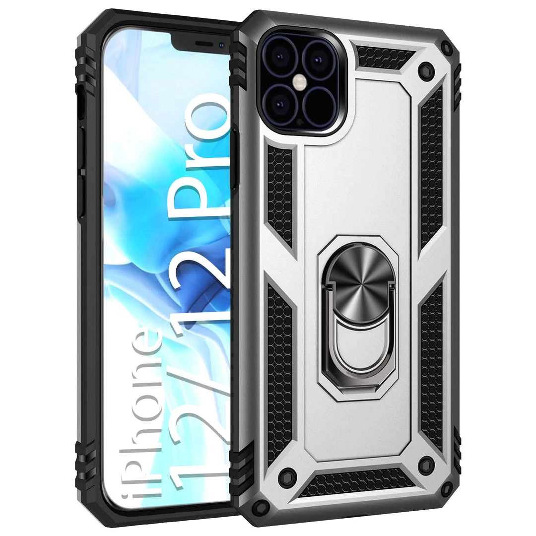 CCIPH12PIFSL - Cellet Heavy Duty IPhone 12 / 12 Pro Combo Case, Shockproof Case With Built In Ring, Kickstand And Magnet For Car Mounts Compatible To Apple IPhone 12 / 12 Pro – Silver 2 CCIPH12PIFSL - Cellet Heavy Duty IPhone 12 / 12 Pro Combo Case, Shockproof Case With Built In Ring, Kickstand And Magnet For Car Mounts Compatible To Apple IPhone 12 / 12 Pro – Silver