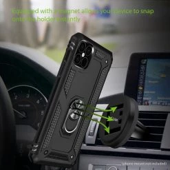 Full Catalog CCIPH12PMIFBK - Cellet Heavy Duty IPhone 12 Pro Max Combo Case, Shockproof Case With Built In Ring, Kickstand And Magnet For Car Mounts Compatible To Apple IPhone 12 Pro Max – Black