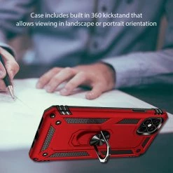 CCIPH12PMIFRD - Cellet Heavy Duty IPhone 12 Pro Max Combo Case, Shockproof Case With Built In Ring, Kickstand And Magnet For Car Mounts Compatible To Apple IPhone 12 Pro Max – Red