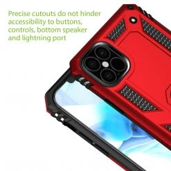 CCIPH12PMIFRD - Cellet Heavy Duty IPhone 12 Pro Max Combo Case, Shockproof Case With Built In Ring, Kickstand And Magnet For Car Mounts Compatible To Apple IPhone 12 Pro Max – Red