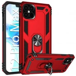 CCIPH12PMIFRD - Cellet Heavy Duty IPhone 12 Pro Max Combo Case, Shockproof Case With Built In Ring, Kickstand And Magnet For Car Mounts Compatible To Apple IPhone 12 Pro Max – Red