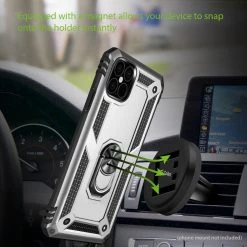 CCIPH12PMIFSL - Cellet Heavy Duty IPhone 12 Pro Max Combo Case, Shockproof Case With Built In Ring, Kickstand And Magnet For Car Mounts Compatible To Apple IPhone 12 Pro Max – Silver Full Catalog