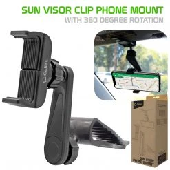 Cellet New Arrivals PH710 - Sun Visor Phone Mount, Sun Visor Clip Phone Mount Holder With 360 Degree Rotation Compatible To IPhone 12 Pro Max, 12 Pro, 12, Samsung Galaxy Note 20, 20 Plus And Other 4.7" Devices