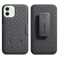 GoCellet Full Catalog HLIPH12MINI - IPhone 12 Holster, Shell Holster Kickstand Case With Spring Belt Clip For Apple IPhone 12 Mini – Black – By Cellet