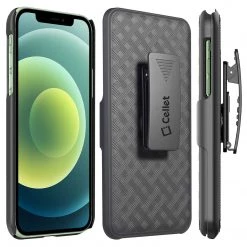 GoCellet Full Catalog HLIPH12MINI - IPhone 12 Holster, Shell Holster Kickstand Case With Spring Belt Clip For Apple IPhone 12 Mini – Black – By Cellet