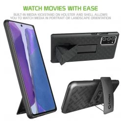 HLSAMN20 - Cellet Galaxy Note 20 Holster, Shell Holster Kickstand Case With Spring Belt Clip For Samsung Galaxy Note 20 – Black 12 HLSAMN20 - Cellet Galaxy Note 20 Holster, Shell Holster Kickstand Case With Spring Belt Clip For Samsung Galaxy Note 20 – Black