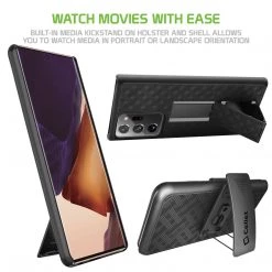 HLSAMN20U - Cellet Galaxy Note 20 Plus Holster, Shell Holster Kickstand Case With Spring Belt Clip For Samsung Galaxy Note 20 Plus - Black