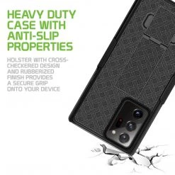 HLSAMN20U - Cellet Galaxy Note 20 Plus Holster, Shell Holster Kickstand Case With Spring Belt Clip For Samsung Galaxy Note 20 Plus - Black
