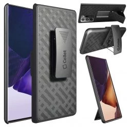 HLSAMN20U - Cellet Galaxy Note 20 Plus Holster, Shell Holster Kickstand Case With Spring Belt Clip For Samsung Galaxy Note 20 Plus - Black