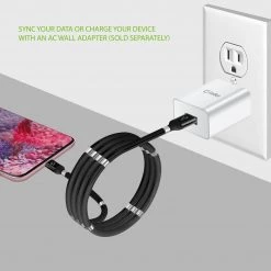 Cellet DCACOIL3BK - 3.3ft. (1m) Magnetic Type-C Cable, Magnetic Self Winding Type-C Charging And Data Sync Cable Compatible To Samsung Galaxy S20, S20 Plus, S20 Ultra, GPS And Tablets And Other Type-C Enabled Devices – Black