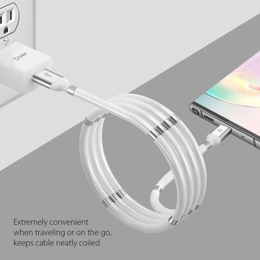 Cellet Full Catalog DCACOIL3WT - 3.3ft. (1m) Magnetic Type-C Cable, Magnetic Self Winding Type-C Charging And Data Sync Cable Compatible To Samsung Galaxy S20, S20 Plus, S20 Ultra, GPS And Tablets And Other Type-C Enabled Devices – White 7 Cellet Full Catalog DCACOIL3WT - 3.3ft. (1m) Magnetic Type-C Cable, Magnetic Self Winding Type-C Charging And Data Sync Cable Compatible To Samsung Galaxy S20, S20 Plus, S20 Ultra, GPS And Tablets And Other Type-C Enabled Devices – White