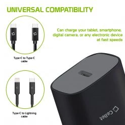 Cellet Wholesale TCC18WBK - USB-C PD Home Charger, 18 Watt Type-C UL Certified Home Charger (Cable Sold Separately) Compatible To Samsung Galaxy S21, S21 Plus, S21 Ultra, Tablets And More – Black New Arrivals