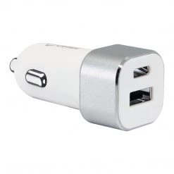 Cellet Wholesale New Arrivals PC30WWT - Dual USB Car Charger, Universal High Power 30 Watt Dual (USB A & USB C) Port Car Charger By Cellet - White