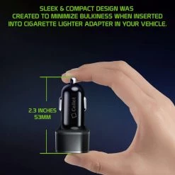 Cellet Wholesale New Arrivals PC30WBK - Dual USB Car Charger, Universal High Power 30 Watt Dual (USB A & USB C) Port Car Charger By Cellet - Black
