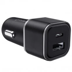 Cellet Wholesale New Arrivals PC30WBK - Dual USB Car Charger, Universal High Power 30 Watt Dual (USB A & USB C) Port Car Charger By Cellet - Black