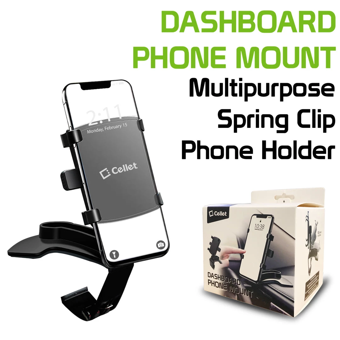 Cellet Wholesale PHD280 - Multipurpose Spring Clip Phone Holder, Dashboard, Sun Visor & Rear View Mirror Clip Mount With Heavy Duty Spring Base, 360° Cradle Rotation Compatible To IPhone 12 Pro Max, 12 Pro, 12 Mini, Samsung Galaxy S21 / S21 Plus, S21 Ultra & More Full Catalog 1 Cellet Wholesale PHD280 - Multipurpose Spring Clip Phone Holder, Dashboard, Sun Visor & Rear View Mirror Clip Mount With Heavy Duty Spring Base, 360° Cradle Rotation Compatible To IPhone 12 Pro Max, 12 Pro, 12 Mini, Samsung Galaxy S21 / S21 Plus, S21 Ultra & More Full Catalog