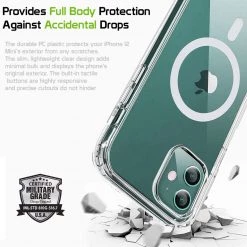 Full Catalog CCIPH12MINICL - IPhone 12 Mini, Slim Transparent Shockproof And Scratch Resistant, Mag-Safe Case For Apple IPhone 12 Mini By Cellet – Clear