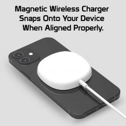 Cellet Wholesale New Arrivals MAGWAL30 - Magnetic Wireless Charger, 15 Watt Fast Charging Magnetic Wireless Charger With Type-C Charging Cable And USB-A Adapter Compatible To IPhone 13 Pro Max / 13 Pro / 13 / 13 Mini And Other QI Enabled Devices - White