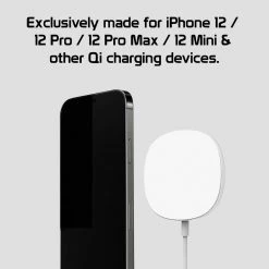 Cellet Wholesale New Arrivals MAGWAL30 - Magnetic Wireless Charger, 15 Watt Fast Charging Magnetic Wireless Charger With Type-C Charging Cable And USB-A Adapter Compatible To IPhone 13 Pro Max / 13 Pro / 13 / 13 Mini And Other QI Enabled Devices - White