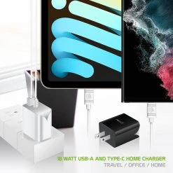 GoCellet New Arrivals TC180WT - UL Certified Dual Port Home Charger, 18 Watt USB-A And Type-C Home Charger (Cable Sold Separately) Compatible To Samsung Galaxy S21, S21 Plus, S21 Ultra, Tablets, IPads And More – White 12 GoCellet New Arrivals TC180WT - UL Certified Dual Port Home Charger, 18 Watt USB-A And Type-C Home Charger (Cable Sold Separately) Compatible To Samsung Galaxy S21, S21 Plus, S21 Ultra, Tablets, IPads And More – White