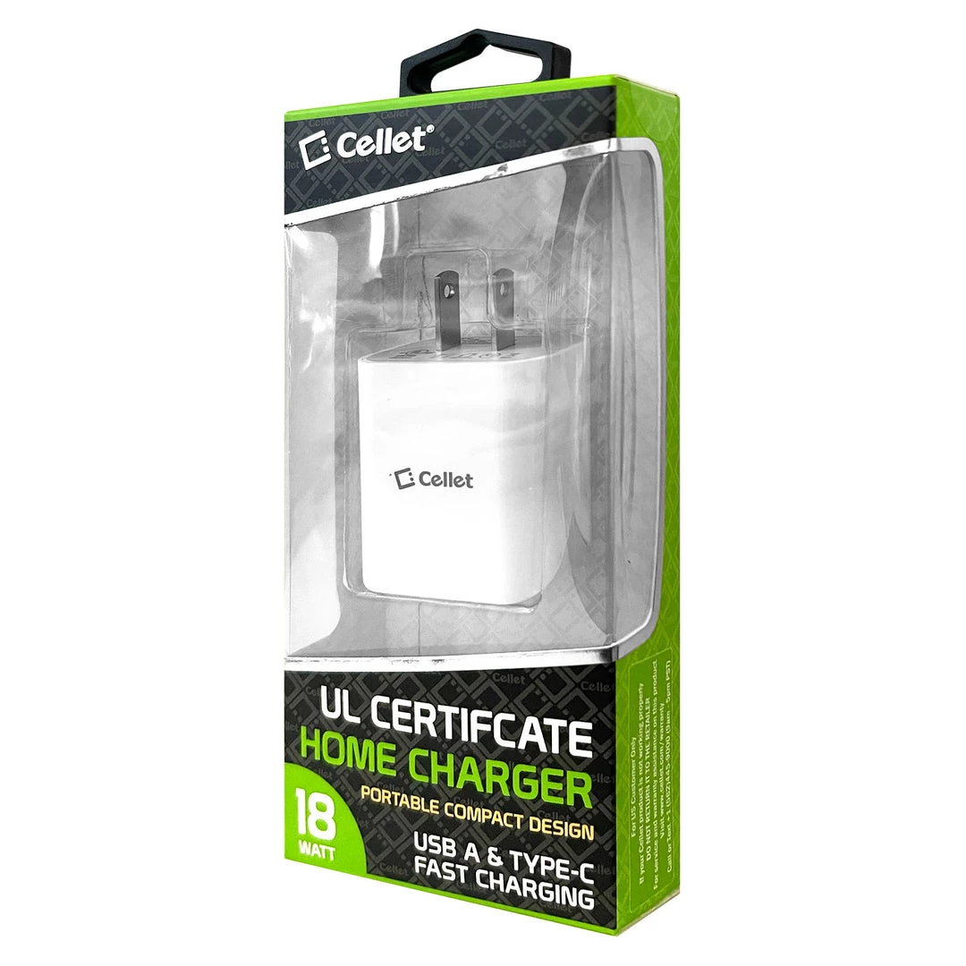 GoCellet New Arrivals TC180WT - UL Certified Dual Port Home Charger, 18 Watt USB-A And Type-C Home Charger (Cable Sold Separately) Compatible To Samsung Galaxy S21, S21 Plus, S21 Ultra, Tablets, IPads And More – White 8 GoCellet New Arrivals TC180WT - UL Certified Dual Port Home Charger, 18 Watt USB-A And Type-C Home Charger (Cable Sold Separately) Compatible To Samsung Galaxy S21, S21 Plus, S21 Ultra, Tablets, IPads And More – White