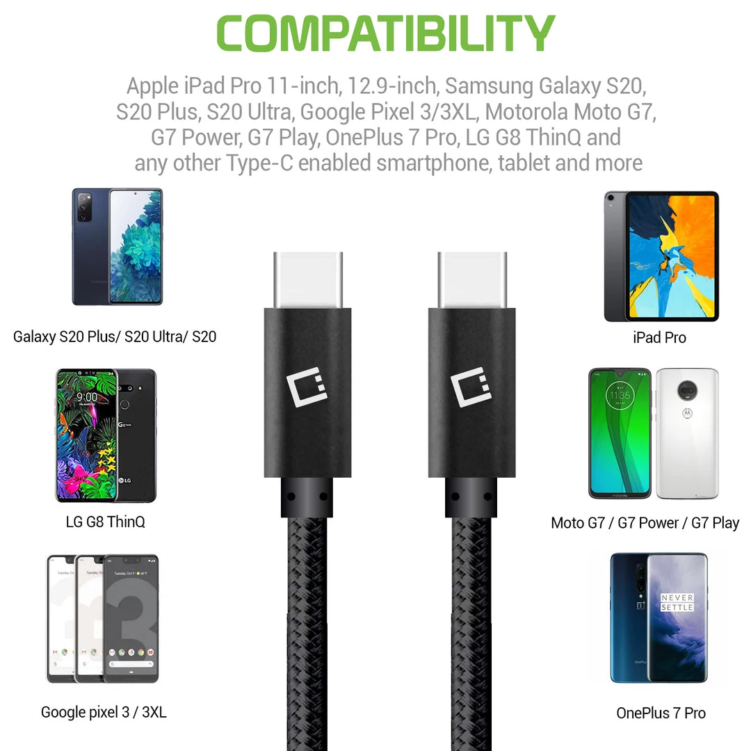 Cellet Wholesale DCDC4BK - Type-C Charging Cable, 4ft. Type-C To Type-C Fast Charging And Data Sync Cable Compatible To Samsung Galaxy S21, S21 Plus, S21 Ultra, And More - Black New Arrivals 4 Cellet Wholesale DCDC4BK - Type-C Charging Cable, 4ft. Type-C To Type-C Fast Charging And Data Sync Cable Compatible To Samsung Galaxy S21, S21 Plus, S21 Ultra, And More - Black New Arrivals