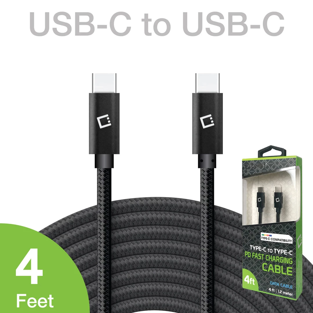 Cellet Wholesale DCDC4BK - Type-C Charging Cable, 4ft. Type-C To Type-C Fast Charging And Data Sync Cable Compatible To Samsung Galaxy S21, S21 Plus, S21 Ultra, And More - Black New Arrivals 1 Cellet Wholesale DCDC4BK - Type-C Charging Cable, 4ft. Type-C To Type-C Fast Charging And Data Sync Cable Compatible To Samsung Galaxy S21, S21 Plus, S21 Ultra, And More - Black New Arrivals
