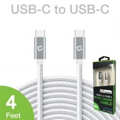 Cellet Wholesale DCDC4WT - Type-C Charging Cable, 4ft. Type-C To Type-C Fast Charging And Data Sync Cable Compatible To Samsung Galaxy S21, S21 Plus, S21 Ultra, And More - White