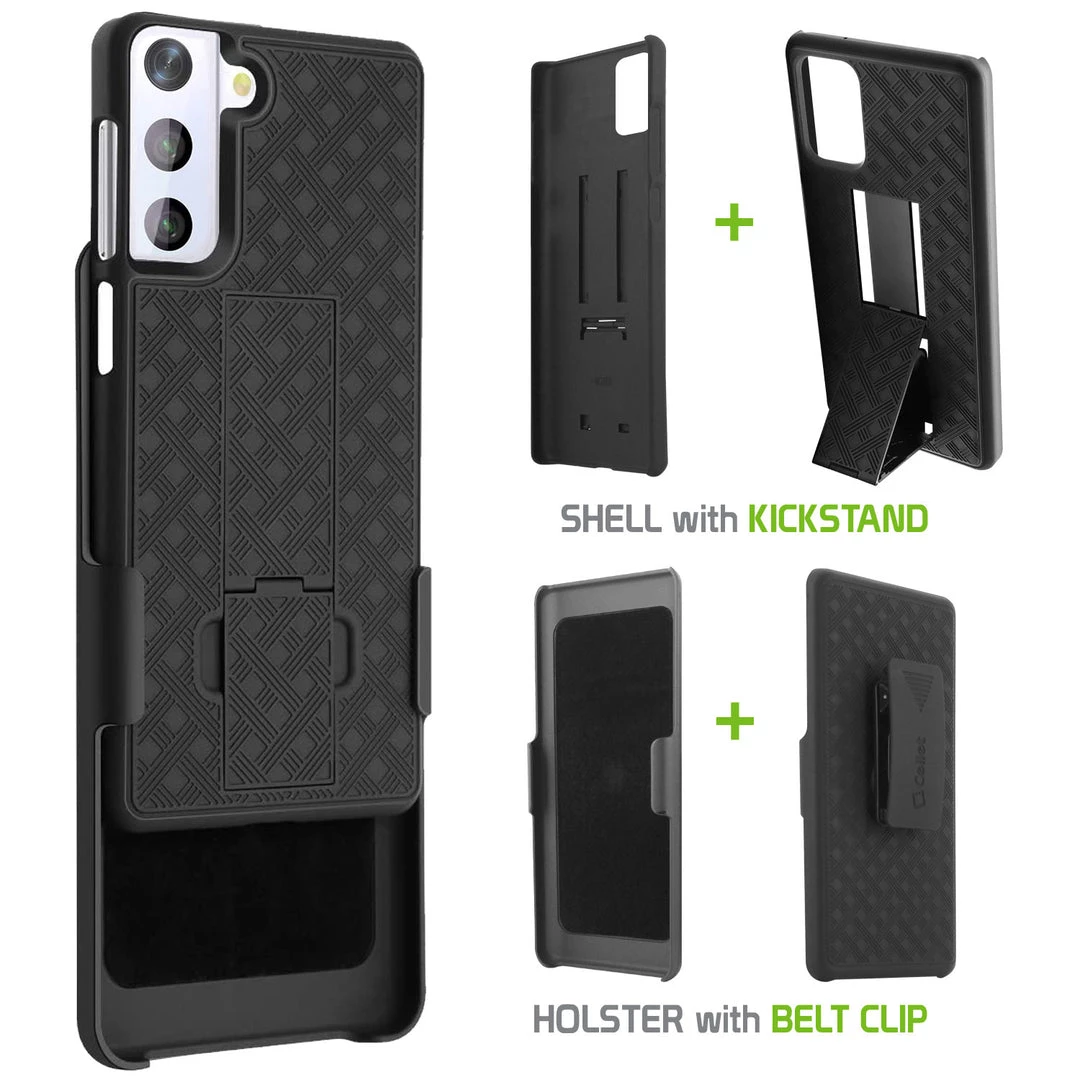 Cellet Wholesale HLSAMS21 - Cellet Galaxy S21 Holster, Shell Holster Kickstand Case With Spring Belt Clip For Samsung Galaxy S21 - Black 6 Cellet Wholesale HLSAMS21 - Cellet Galaxy S21 Holster, Shell Holster Kickstand Case With Spring Belt Clip For Samsung Galaxy S21 - Black