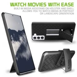 Cellet Wholesale HLSAMS21P - Cellet Galaxy S21 Plus Holster, Shell Holster Kickstand Case With Spring Belt Clip For Samsung Galaxy S21 Plus - Black