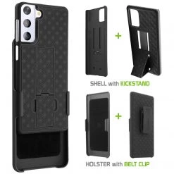 Cellet Wholesale HLSAMS21P - Cellet Galaxy S21 Plus Holster, Shell Holster Kickstand Case With Spring Belt Clip For Samsung Galaxy S21 Plus - Black