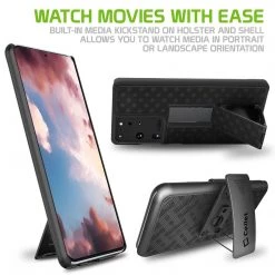 Cellet Wholesale HLSAMS21U - Cellet Galaxy S21 Ultra Holster, Shell Holster Kickstand Case With Spring Belt Clip For Samsung Galaxy S21 Ultra - Black Full Catalog