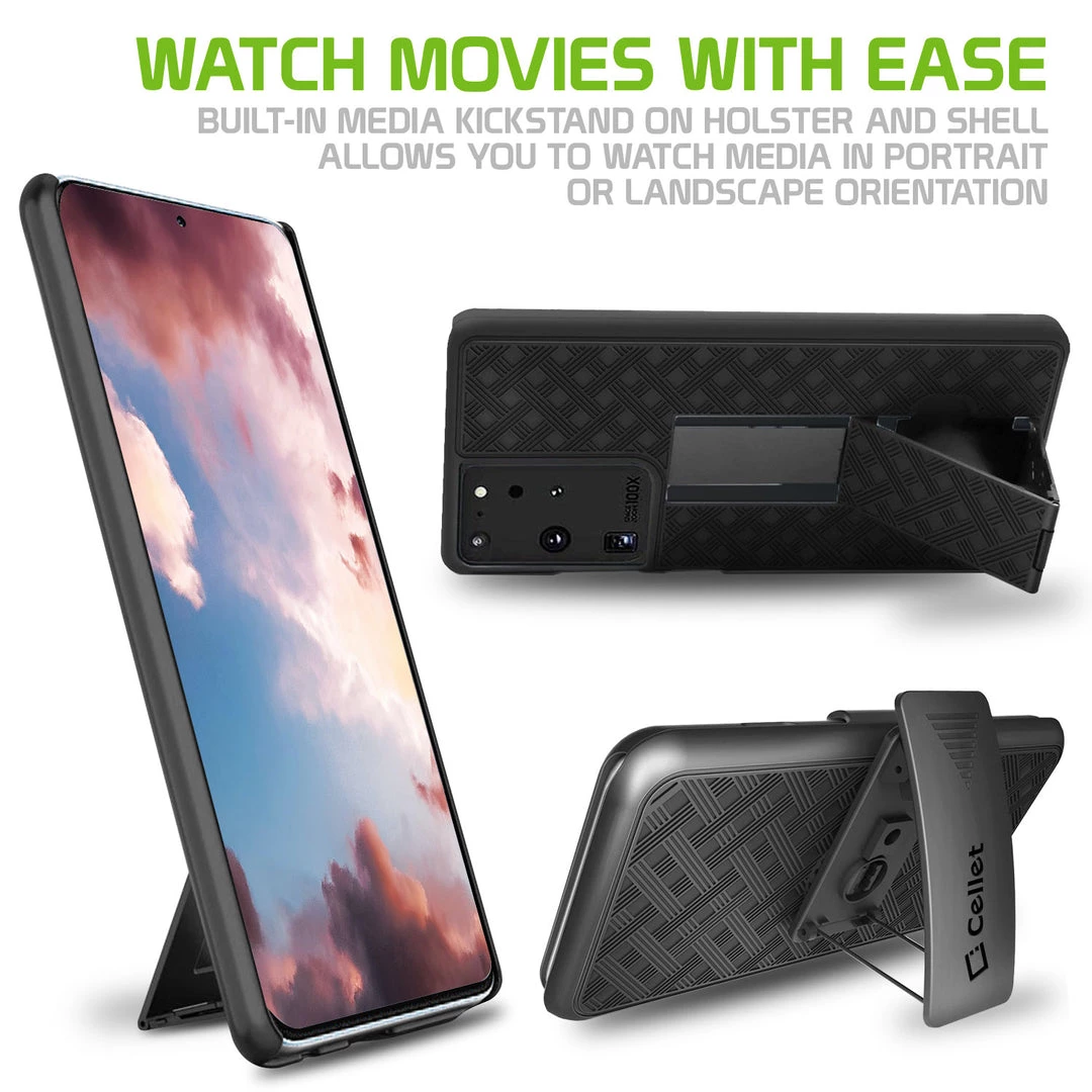 Cellet Wholesale HLSAMS21U - Cellet Galaxy S21 Ultra Holster, Shell Holster Kickstand Case With Spring Belt Clip For Samsung Galaxy S21 Ultra - Black Full Catalog 2 Cellet Wholesale HLSAMS21U - Cellet Galaxy S21 Ultra Holster, Shell Holster Kickstand Case With Spring Belt Clip For Samsung Galaxy S21 Ultra - Black Full Catalog