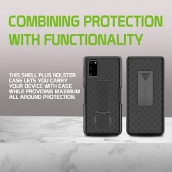 Cellet Wholesale HLSAMS20FE - Cellet Galaxy S20 5G Holster, Shell Holster Kickstand Case With Spring Belt Clip For Samsung Galaxy S20 5G - Black