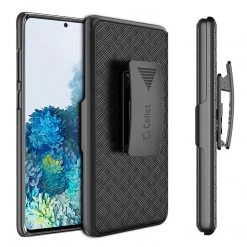 Cellet Wholesale HLSAMS20FE - Cellet Galaxy S20 5G Holster, Shell Holster Kickstand Case With Spring Belt Clip For Samsung Galaxy S20 5G - Black