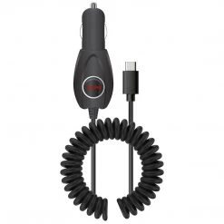 Cellet Wholesale PC3000 - High Powered 15 Watt (3 Amp) Type-C Coiled Cable (5.7 Ft.) Car Charger By Cellet - Black New Arrivals