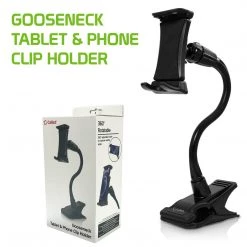 Cellet Wholesale New Arrivals PH500 - Tablet/Smartphone Clip Holder, Tablet/iPad & Smartphone Desktop Mount With Heavy Duty Clip, Adjustable Gooseneck And 360 Degree Rotation Compatible To IPhone 12 Pro Max, 12 Pro, Galaxy S21, S21 Plus, IPad Pro, IPad Mini Nintendo Switch And More