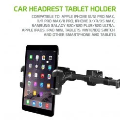 Cellet Wholesale PH360 - Headrest Tablet/Smartphone Holder, Universal Headrest Tablet/iPad And Phone Mount Holder With Extendable Telescopic Arm & 360 Degree Rotation For Apple IPad, IPad Pro, IPad Mini, IPhones & Other Smartphones & Tablets (fits Up To 10”) - Black New Arrivals