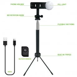Cellet Wholesale ACPOD6 - Selfie Stick With Attachable Tripod Base, 3 Adjustable Lighting Modes For Live Streams, Videos And Photos Compatible To IPhones And Androids New Arrivals