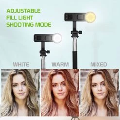 Cellet Wholesale ACPOD6 - Selfie Stick With Attachable Tripod Base, 3 Adjustable Lighting Modes For Live Streams, Videos And Photos Compatible To IPhones And Androids New Arrivals