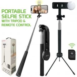 Cellet Wholesale ACPOD6 - Selfie Stick With Attachable Tripod Base, 3 Adjustable Lighting Modes For Live Streams, Videos And Photos Compatible To IPhones And Androids New Arrivals