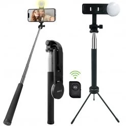 Cellet Wholesale ACPOD6 - Selfie Stick With Attachable Tripod Base, 3 Adjustable Lighting Modes For Live Streams, Videos And Photos Compatible To IPhones And Androids New Arrivals