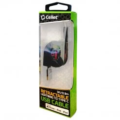 Cellet Wholesale DAC8RBK - Retractable USB C To Lightning Cable [3ft MFI Certified], USB Type C To Lightning Cable For IPhone 13 Pro Max/13 Pro/13/13 Mini/12/11 Pro/XS/XR/X/SE/8 Plus/Airpods Pro/iPad Pro New Arrivals